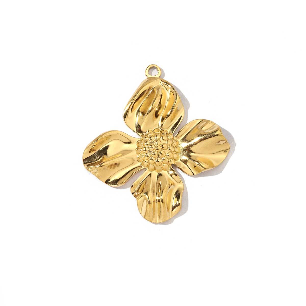 6pcs/pack Trendy Stainless Steel Camellia Clover Rose Leaf Flower Charms Geometric Swirl Necklace DIY Small Pendant Wholesale