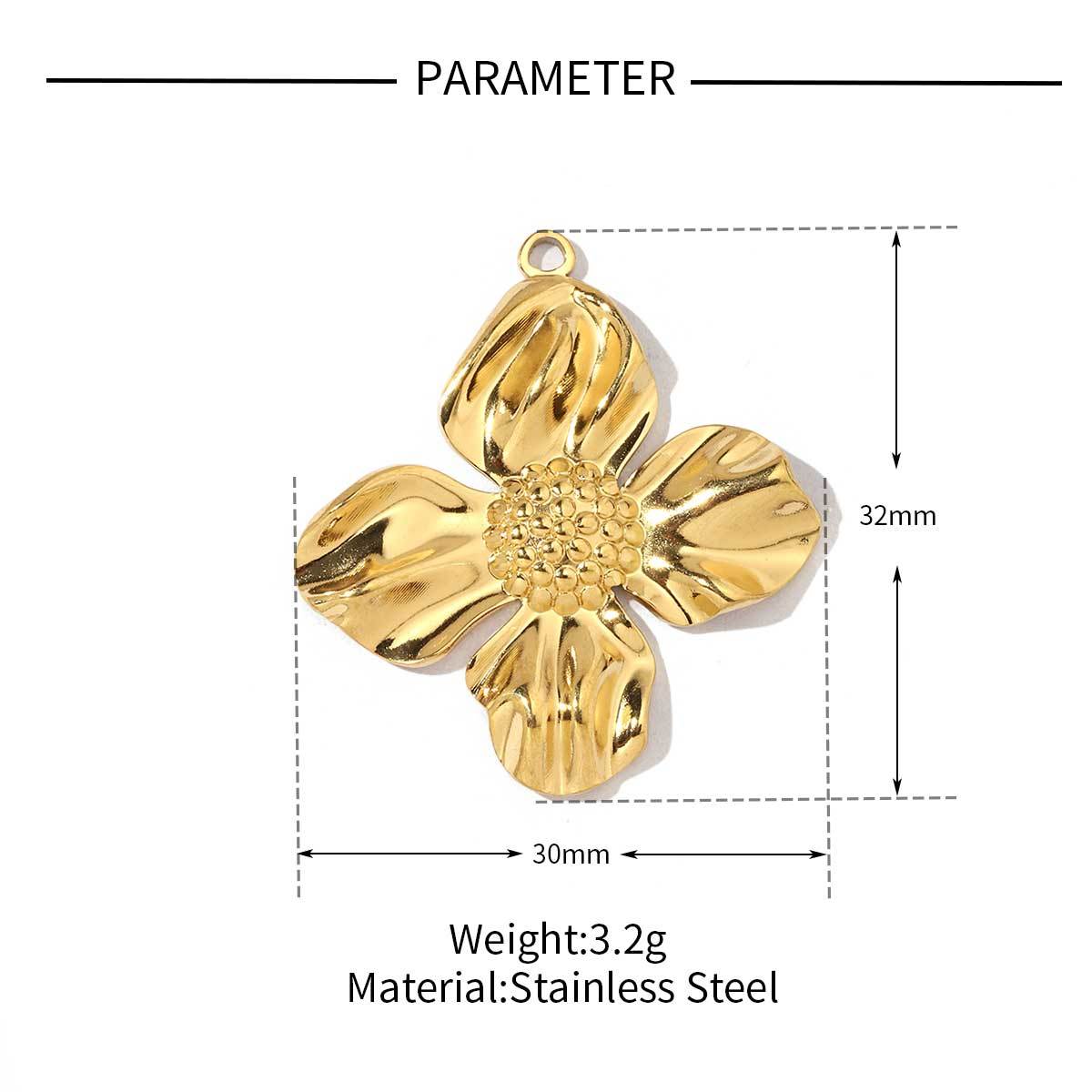 6pcs/pack Trendy Stainless Steel Camellia Clover Rose Leaf Flower Charms Geometric Swirl Necklace DIY Small Pendant Wholesale