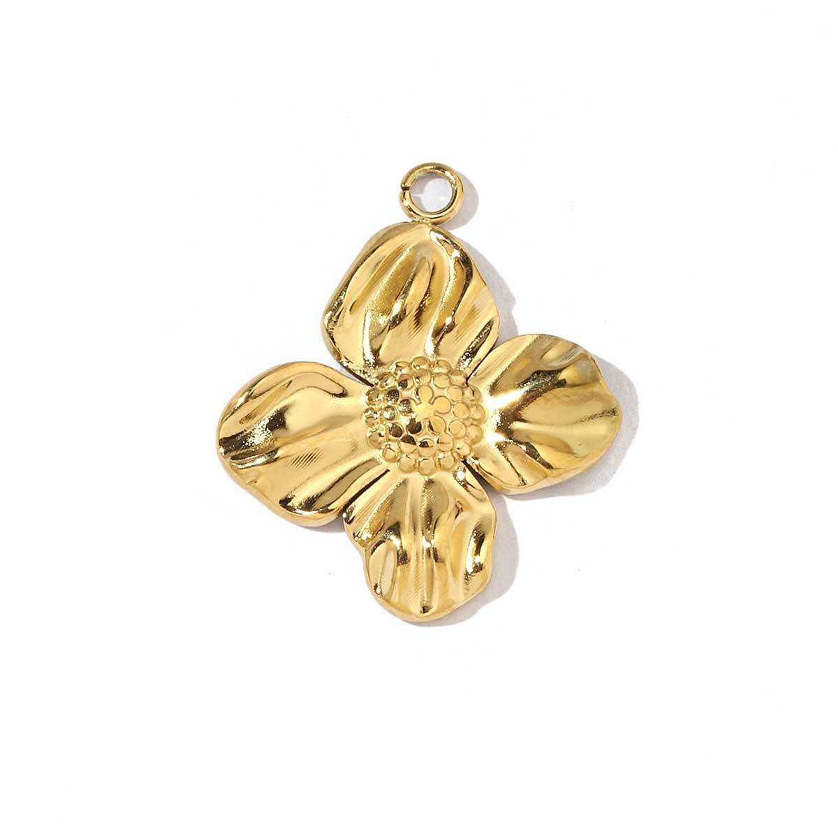 6pcs/pack Trendy Stainless Steel Camellia Clover Rose Leaf Flower Charms Geometric Swirl Necklace DIY Small Pendant Wholesale