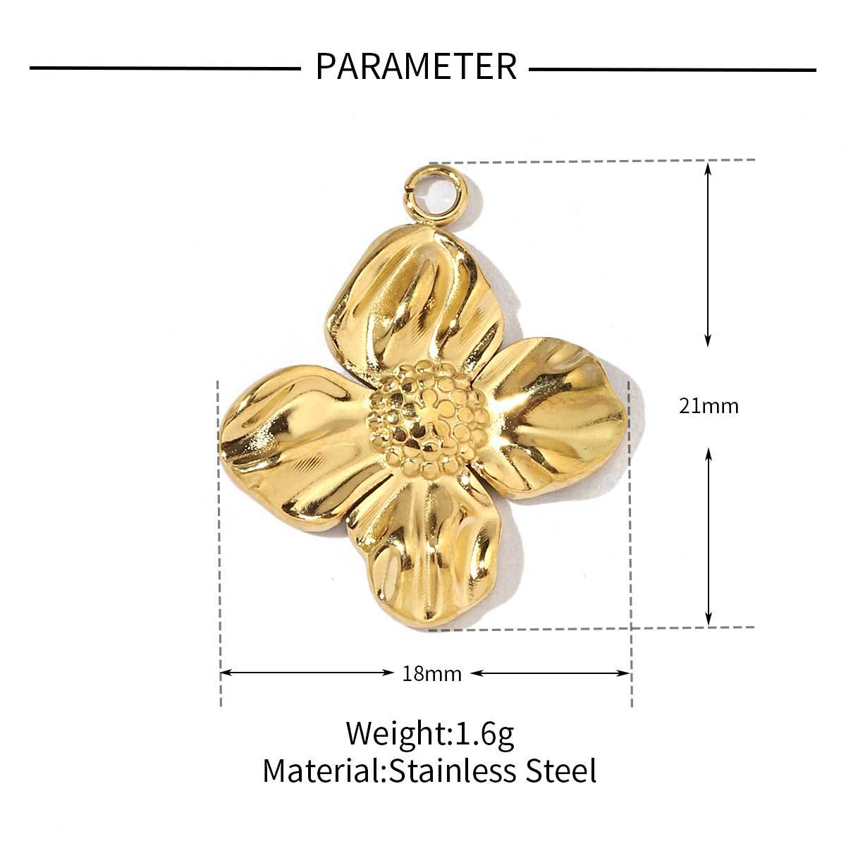 6pcs/pack Trendy Stainless Steel Camellia Clover Rose Leaf Flower Charms Geometric Swirl Necklace DIY Small Pendant Wholesale