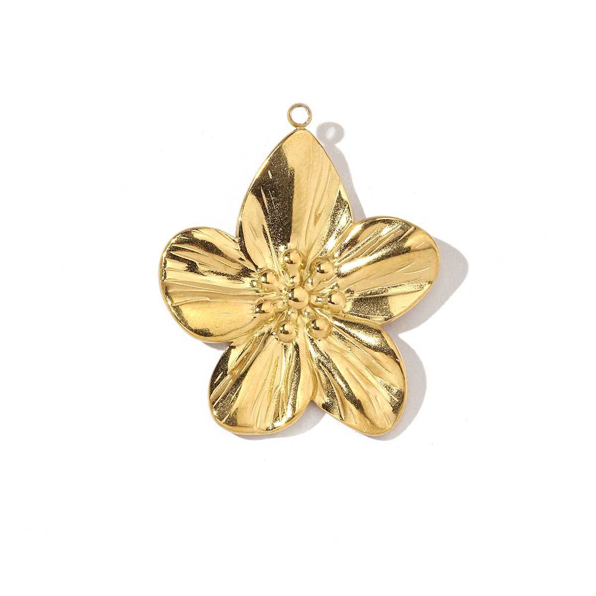 6pcs/pack Trendy Stainless Steel Camellia Clover Rose Leaf Flower Charms Geometric Swirl Necklace DIY Small Pendant Wholesale