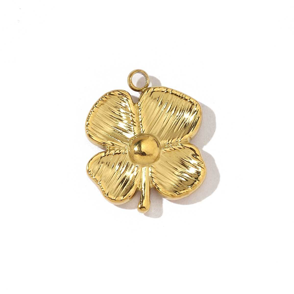 6pcs/pack Trendy Stainless Steel Camellia Clover Rose Leaf Flower Charms Geometric Swirl Necklace DIY Small Pendant Wholesale