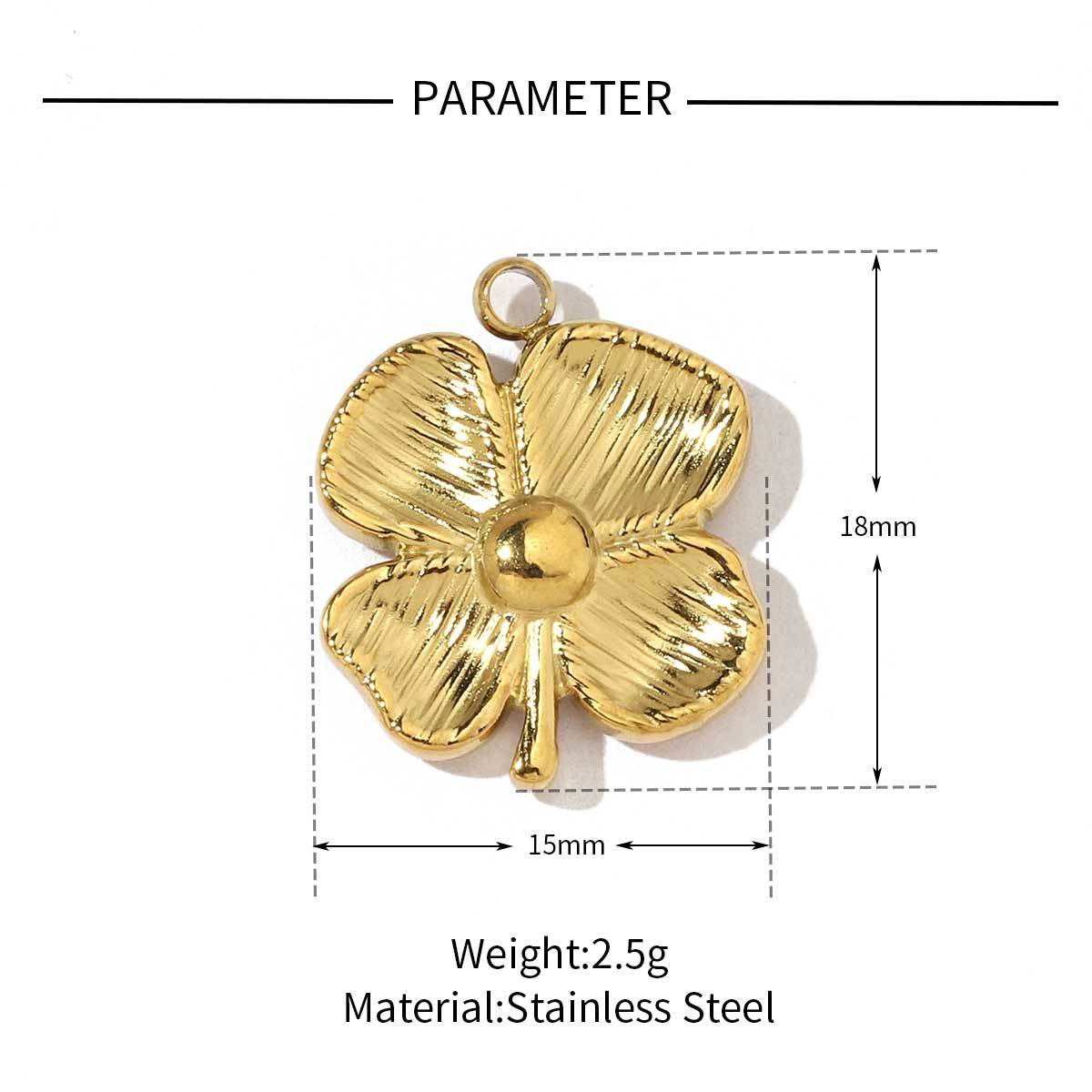 6pcs/pack Trendy Stainless Steel Camellia Clover Rose Leaf Flower Charms Geometric Swirl Necklace DIY Small Pendant Wholesale