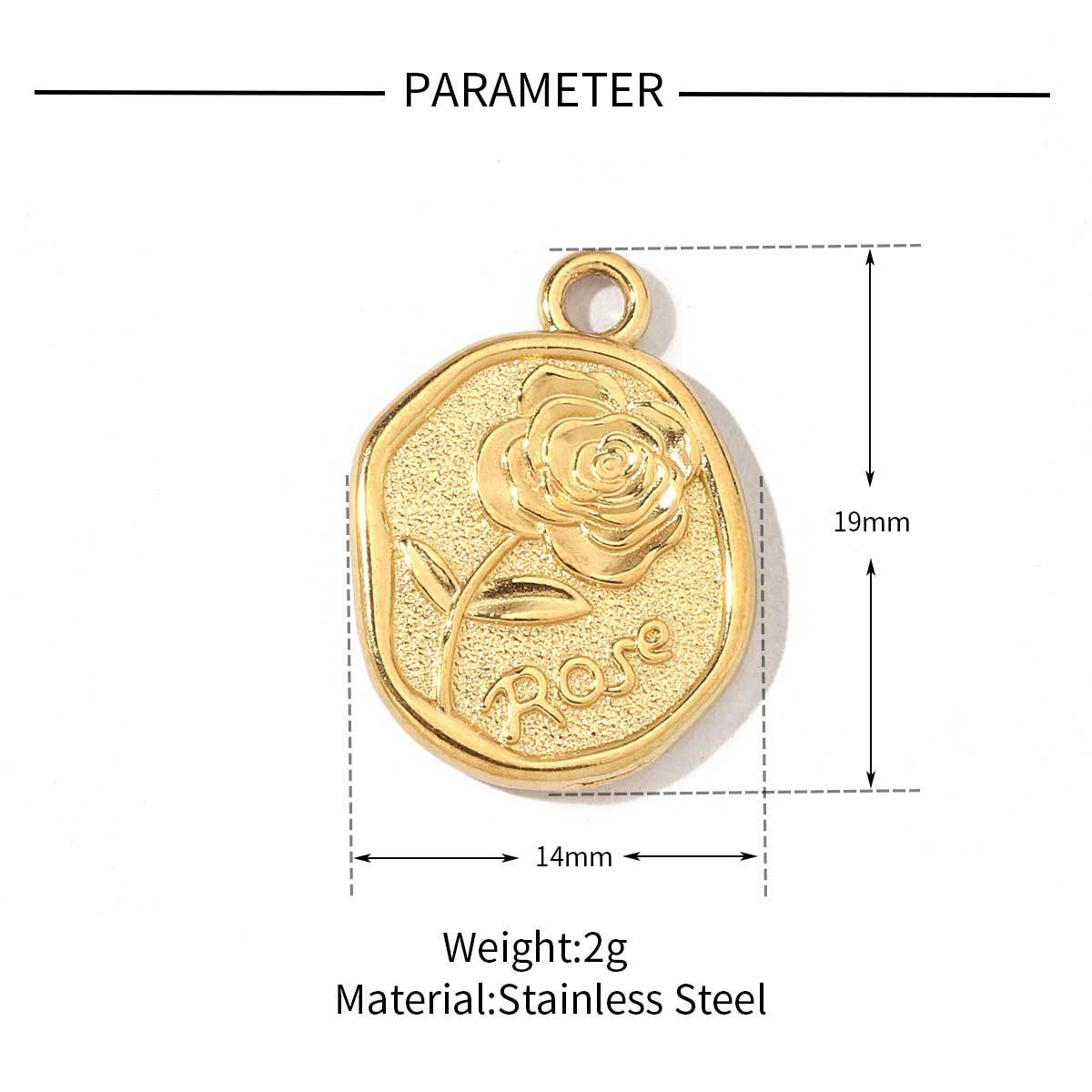 6pcs/pack Trendy Stainless Steel Camellia Clover Rose Leaf Flower Charms Geometric Swirl Necklace DIY Small Pendant Wholesale