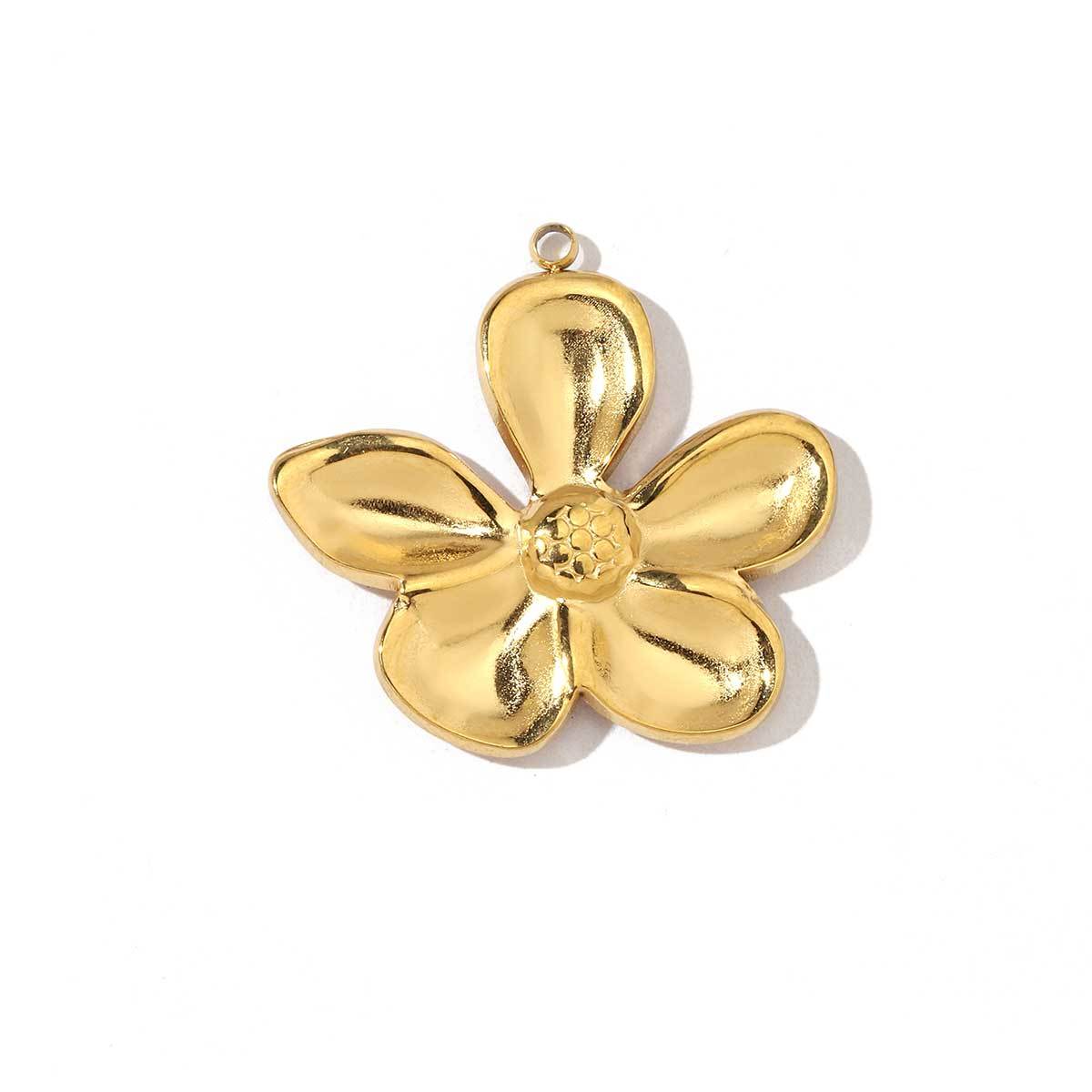 6pcs/pack Trendy Stainless Steel Camellia Clover Rose Leaf Flower Charms Geometric Swirl Necklace DIY Small Pendant Wholesale