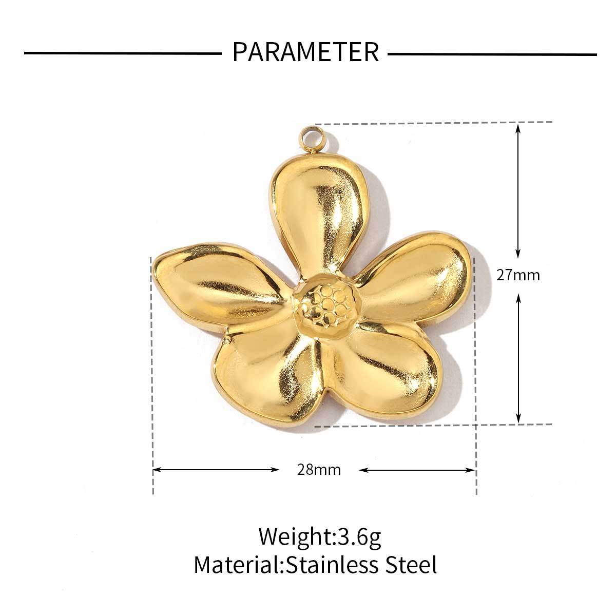 6pcs/pack Trendy Stainless Steel Camellia Clover Rose Leaf Flower Charms Geometric Swirl Necklace DIY Small Pendant Wholesale