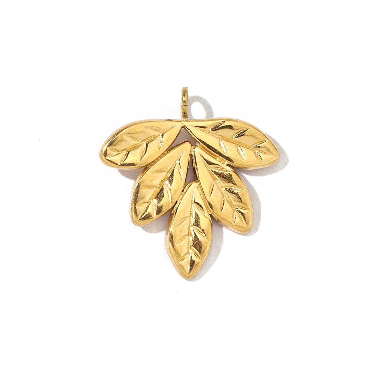 6pcs/pack Trendy Stainless Steel Camellia Clover Rose Leaf Flower Charms Geometric Swirl Necklace DIY Small Pendant Wholesale