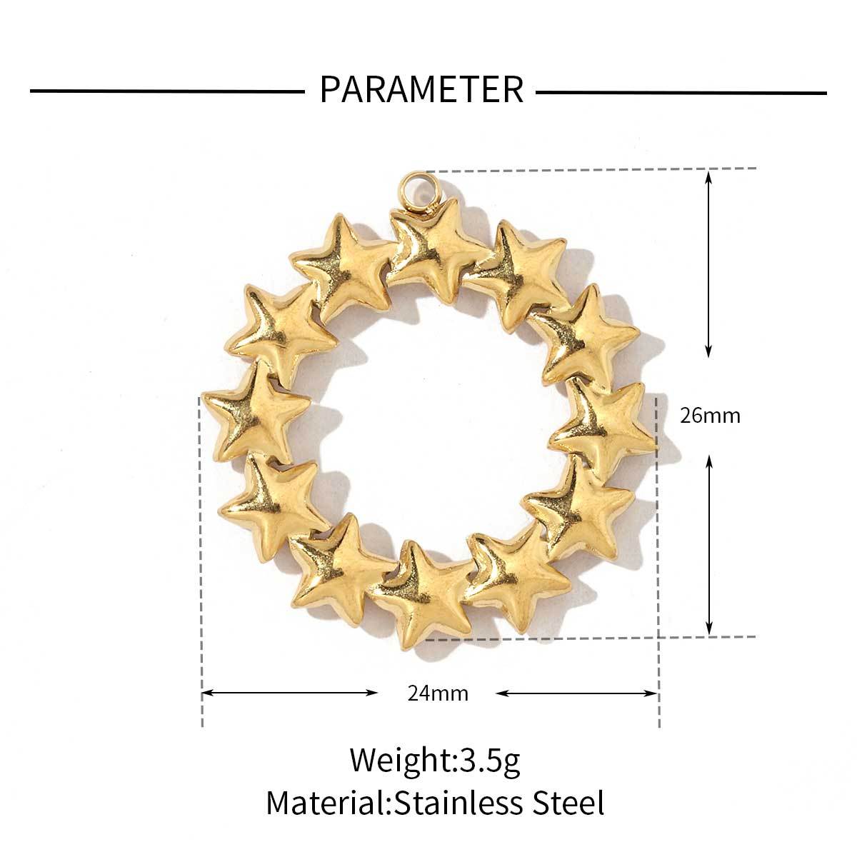 6pcs/pack Fashion Stainless Steel Star Sun Moon Eye Charms Conch Turtle Fish Tail Dragonfly Necklace DIY Small Pendant Wholesale