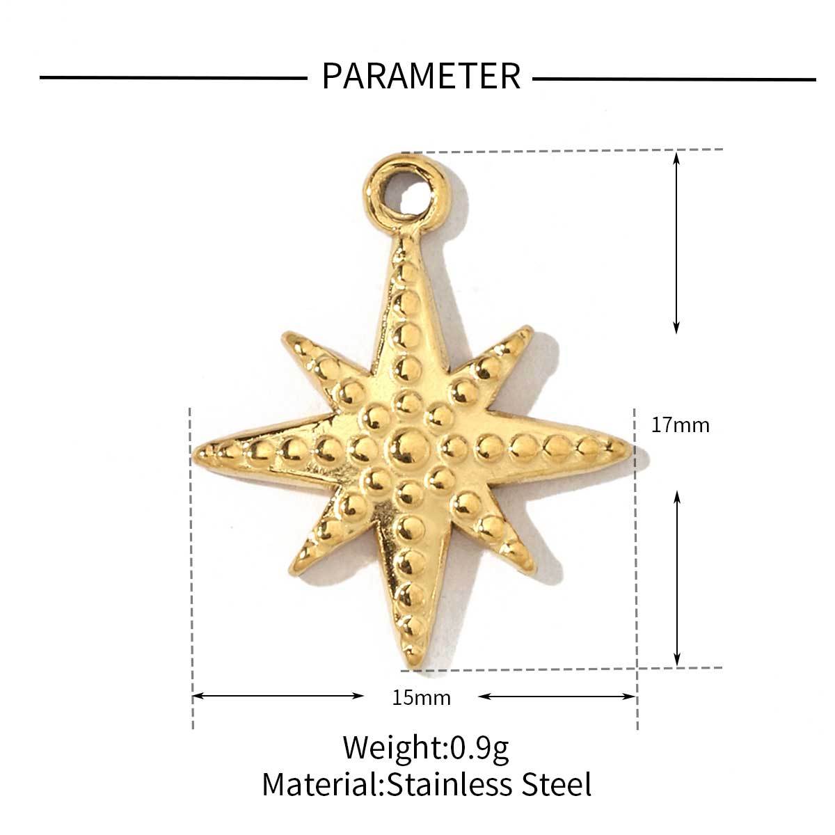 6pcs/pack Fashion Stainless Steel Star Sun Moon Eye Charms Conch Turtle Fish Tail Dragonfly Necklace DIY Small Pendant Wholesale