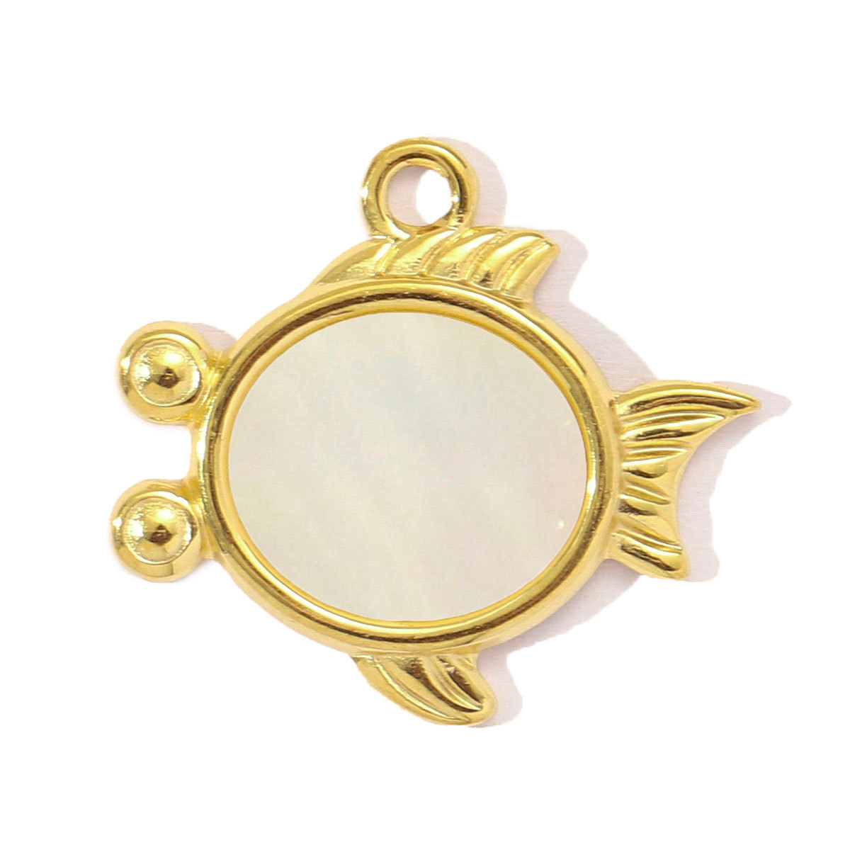 6pcs/pack French Stainless Steel Abalone Shell Conch DIY Charms Women Goldfish Octopus Necklace Pendant Sea Animal Jewelry