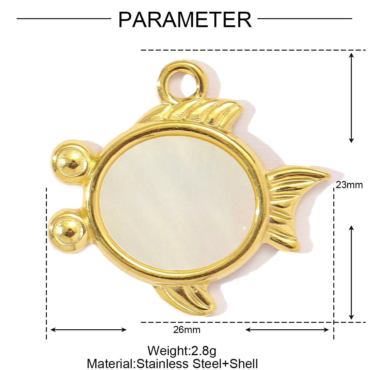 6pcs/pack French Stainless Steel Abalone Shell Conch DIY Charms Women Goldfish Octopus Necklace Pendant Sea Animal Jewelry