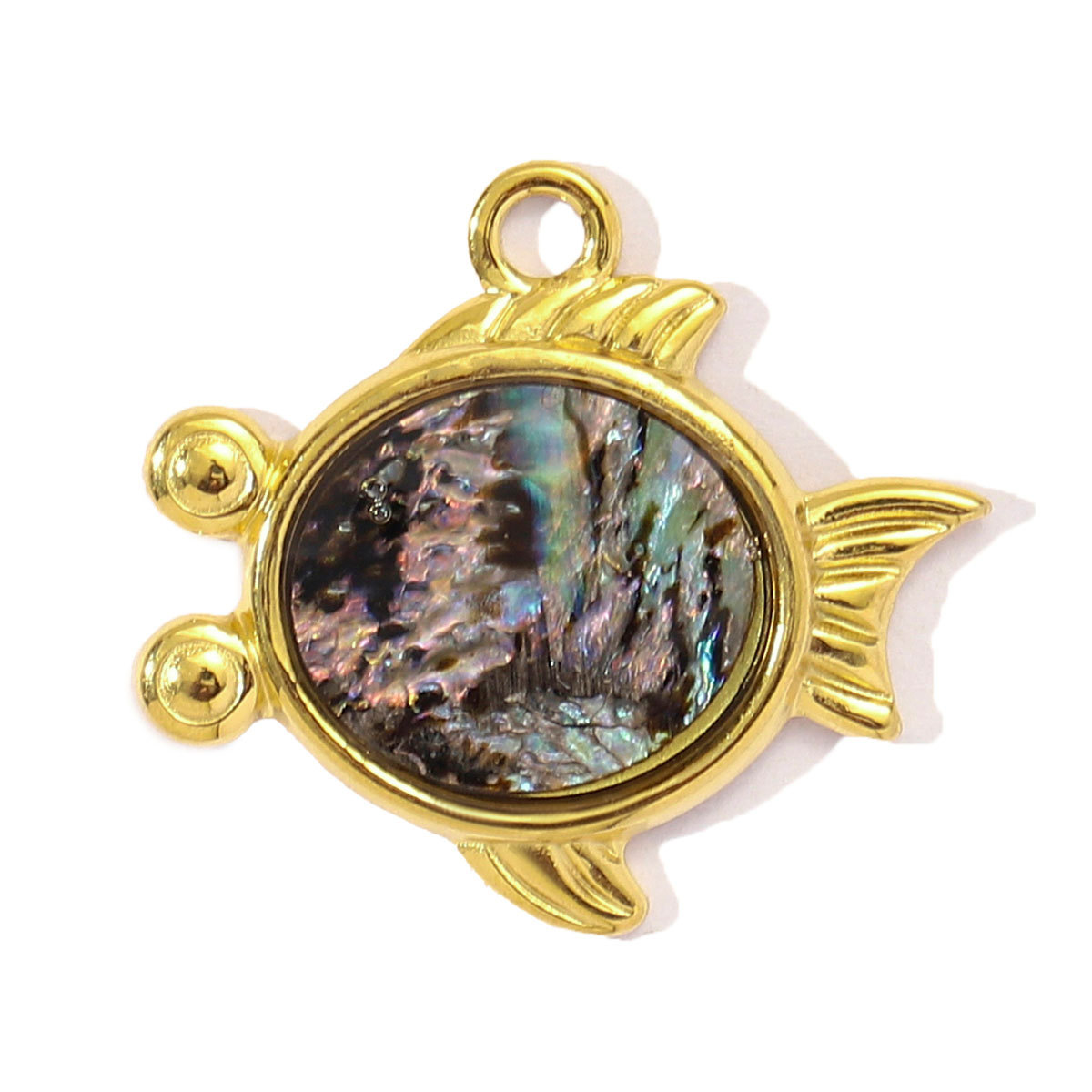 6pcs/pack French Stainless Steel Abalone Shell Conch DIY Charms Women Goldfish Octopus Necklace Pendant Sea Animal Jewelry