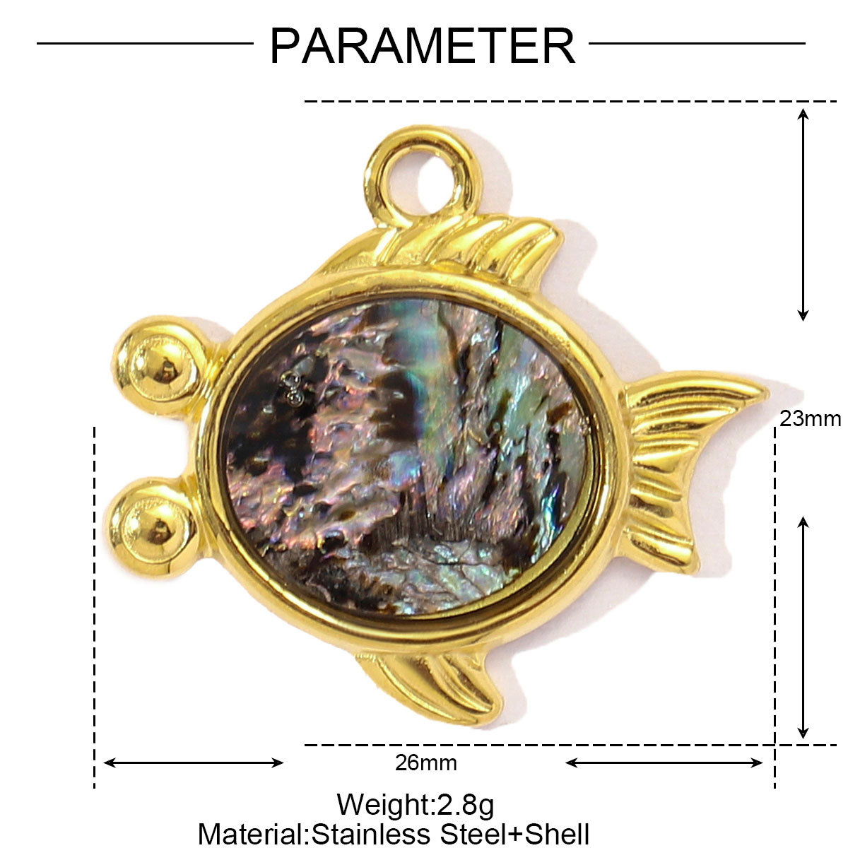 6pcs/pack French Stainless Steel Abalone Shell Conch DIY Charms Women Goldfish Octopus Necklace Pendant Sea Animal Jewelry