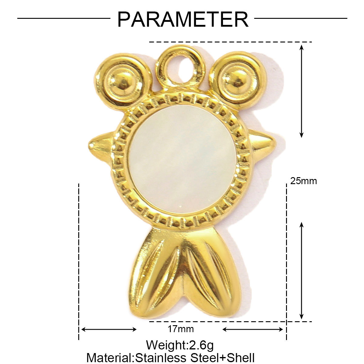 6pcs/pack French Stainless Steel Abalone Shell Conch DIY Charms Women Goldfish Octopus Necklace Pendant Sea Animal Jewelry