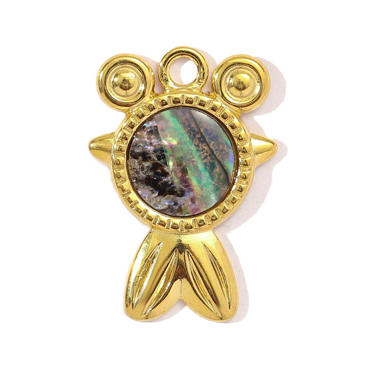 6pcs/pack French Stainless Steel Abalone Shell Conch DIY Charms Women Goldfish Octopus Necklace Pendant Sea Animal Jewelry