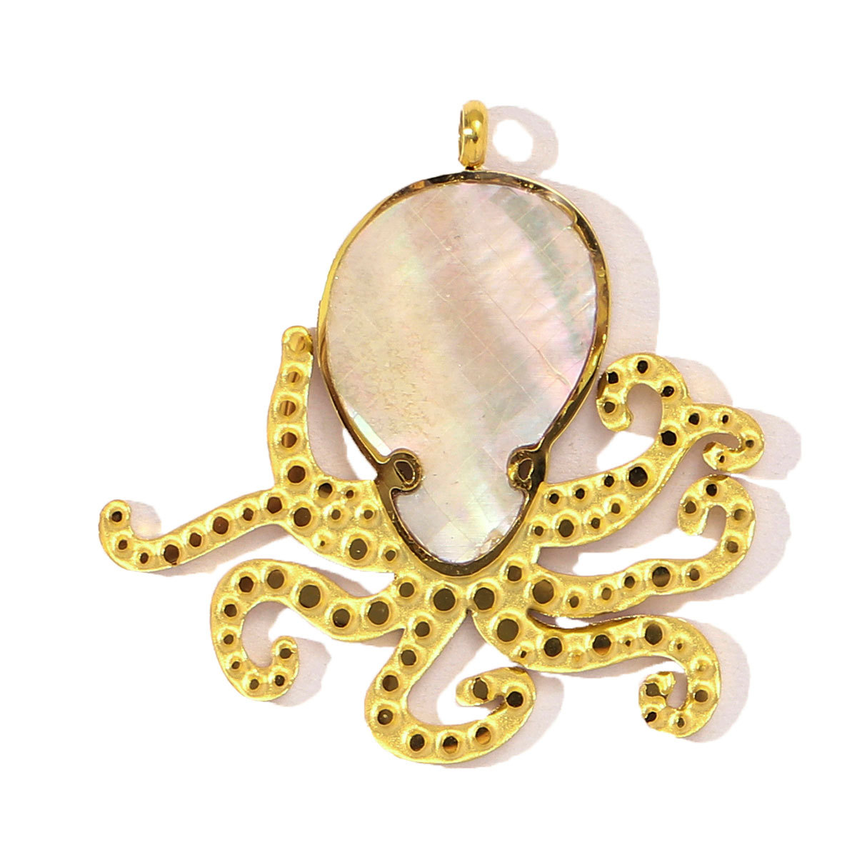 6pcs/pack French Stainless Steel Abalone Shell Conch DIY Charms Women Goldfish Octopus Necklace Pendant Sea Animal Jewelry