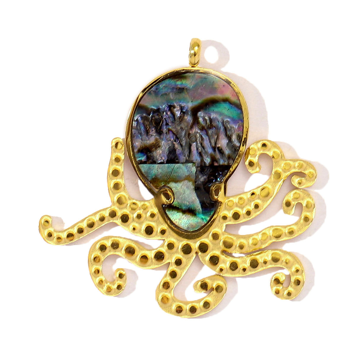 6pcs/pack French Stainless Steel Abalone Shell Conch DIY Charms Women Goldfish Octopus Necklace Pendant Sea Animal Jewelry