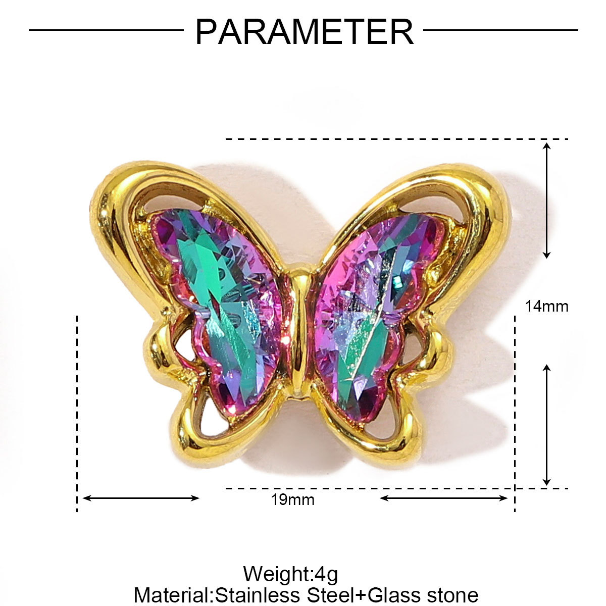 6pcs/pack Stainless Steel Cubic Zircon Butterfly Flower DIY Bracelet Charms Women Cross Heart Love Necklace Pendant Windmill Jewelry