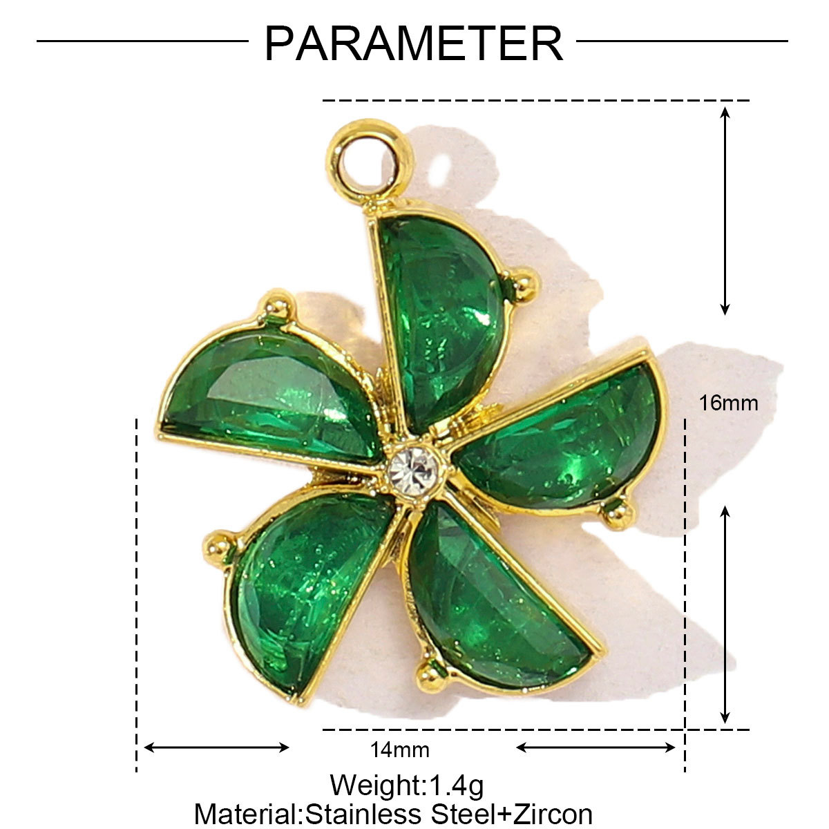 6pcs/pack Stainless Steel Cubic Zircon Butterfly Flower DIY Bracelet Charms Women Cross Heart Love Necklace Pendant Windmill Jewelry