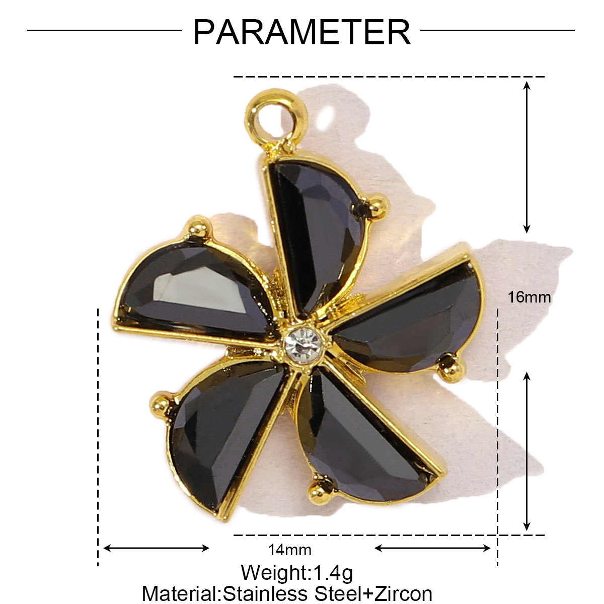 6pcs/pack Stainless Steel Cubic Zircon Butterfly Flower DIY Bracelet Charms Women Cross Heart Love Necklace Pendant Windmill Jewelry