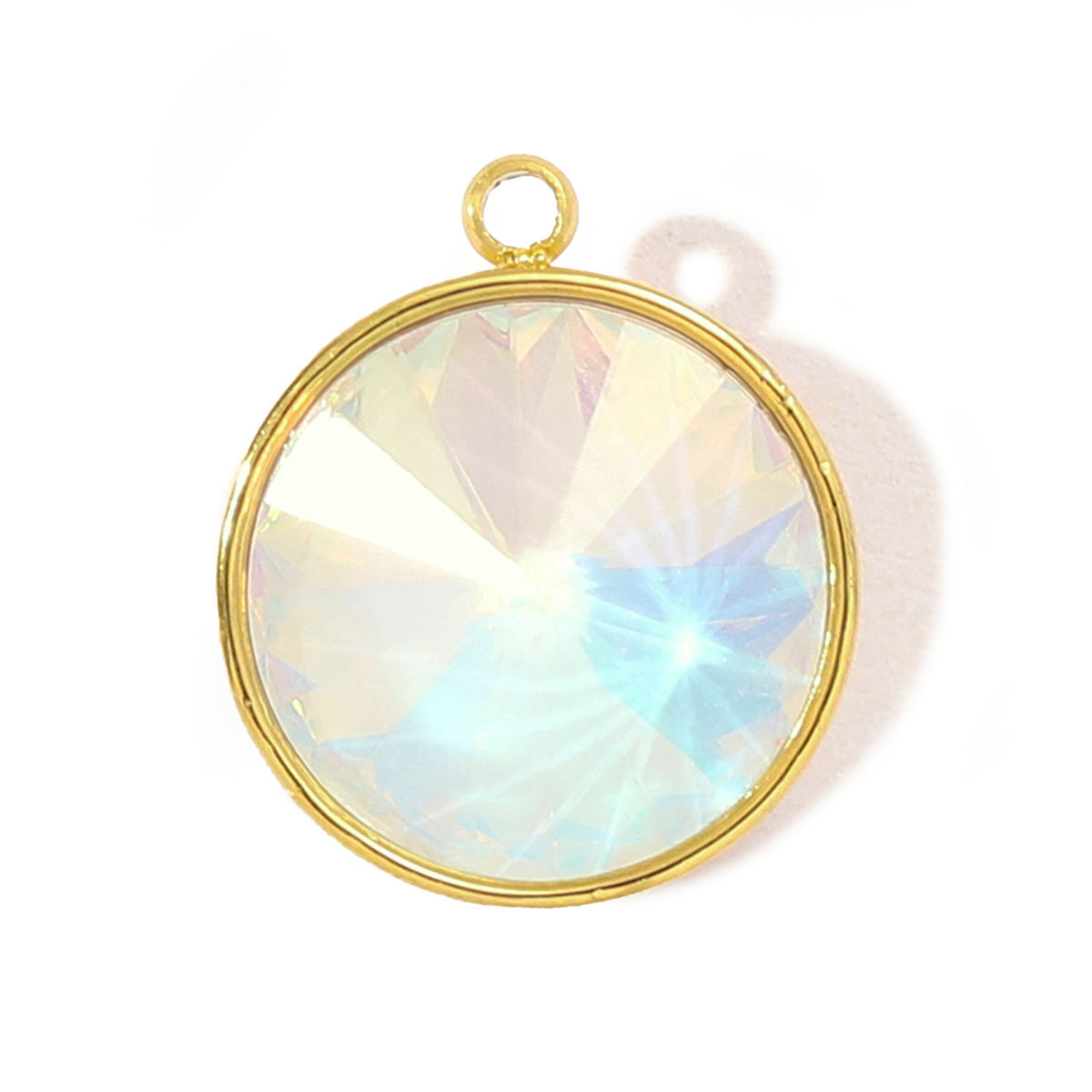 6pcs/pack Trendy Stainless Steel Gradient Glass Round DIY Charms Women Colorful Square Waterdrop Necklace Pendant Heart Jewelry