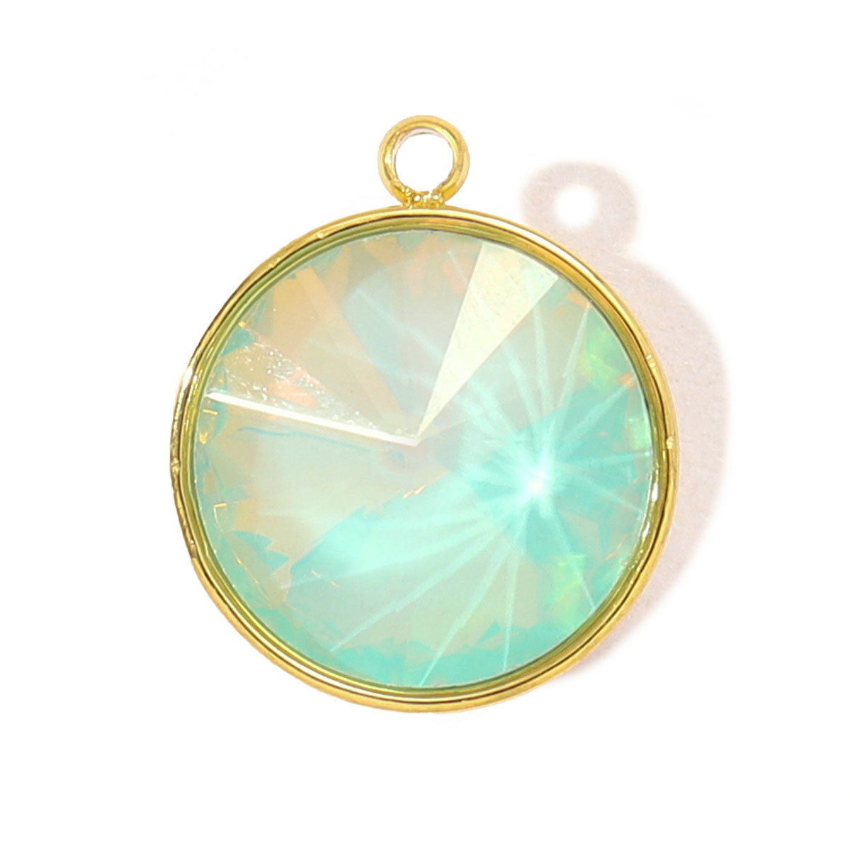 6pcs/pack Trendy Stainless Steel Gradient Glass Round DIY Charms Women Colorful Square Waterdrop Necklace Pendant Heart Jewelry