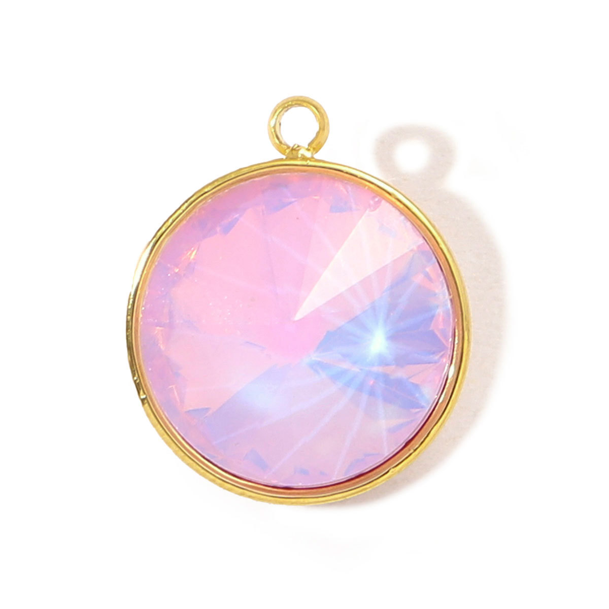 6pcs/pack Trendy Stainless Steel Gradient Glass Round DIY Charms Women Colorful Square Waterdrop Necklace Pendant Heart Jewelry