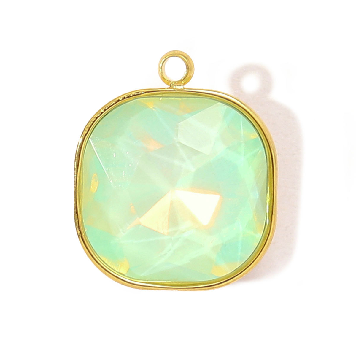 6pcs/pack Trendy Stainless Steel Gradient Glass Round DIY Charms Women Colorful Square Waterdrop Necklace Pendant Heart Jewelry