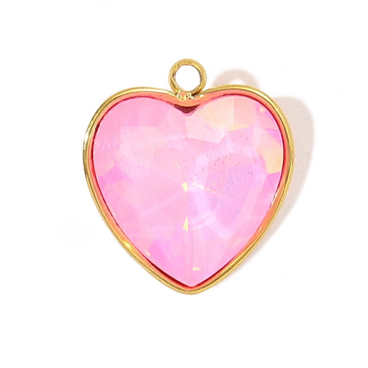 6pcs/pack Trendy Stainless Steel Gradient Glass Round DIY Charms Women Colorful Square Waterdrop Necklace Pendant Heart Jewelry