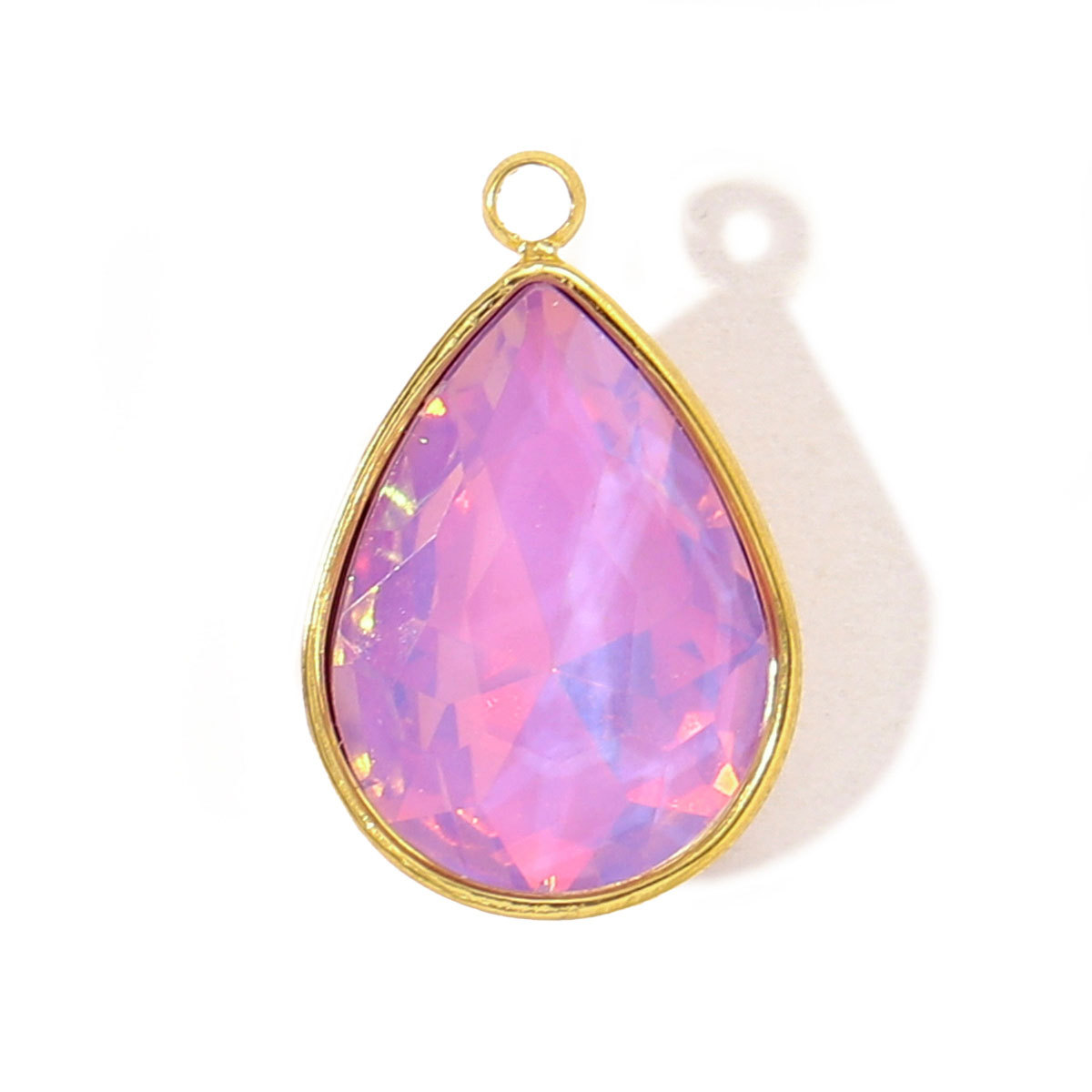 6pcs/pack Trendy Stainless Steel Gradient Glass Round DIY Charms Women Colorful Square Waterdrop Necklace Pendant Heart Jewelry