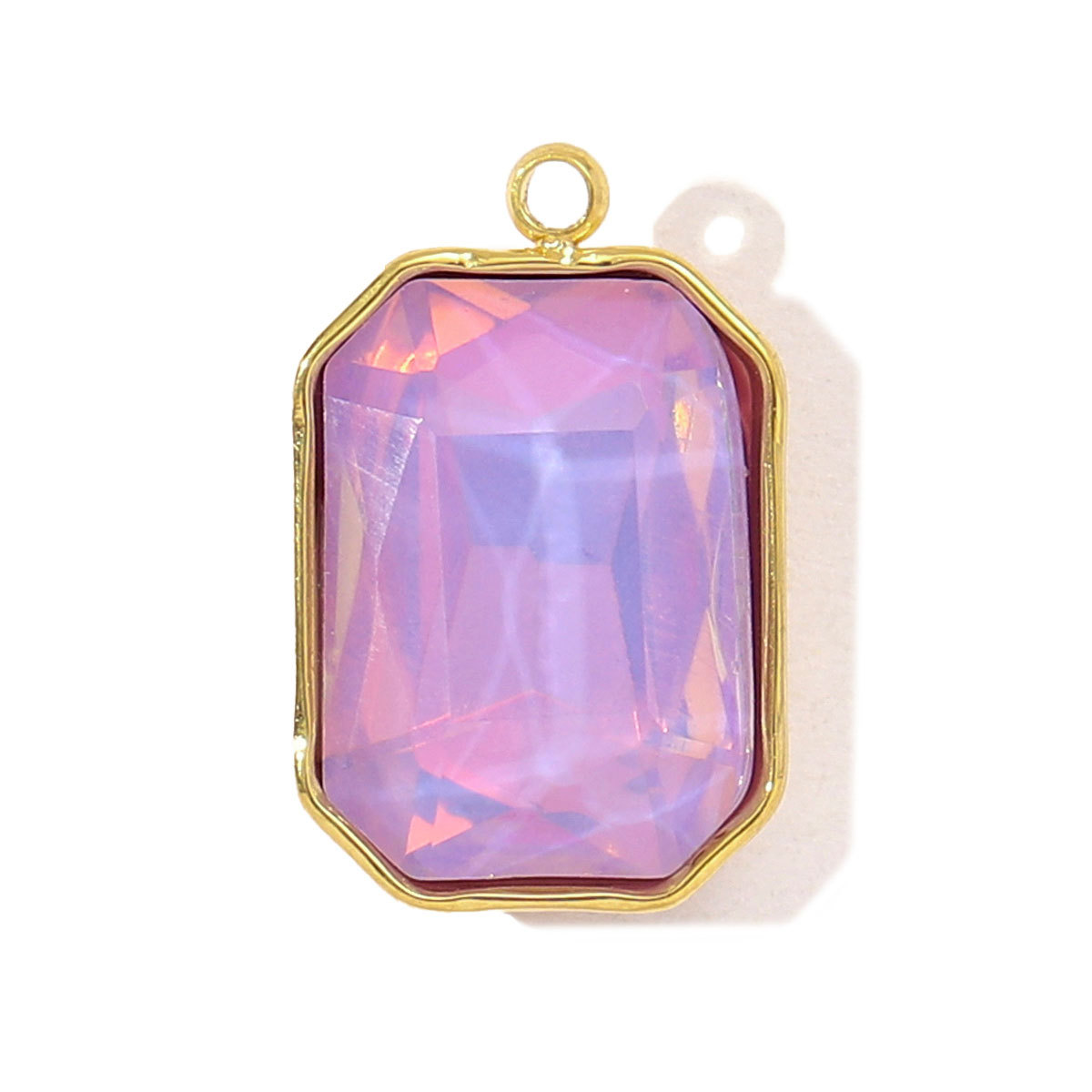 6pcs/pack Trendy Stainless Steel Gradient Glass Round DIY Charms Women Colorful Square Waterdrop Necklace Pendant Heart Jewelry