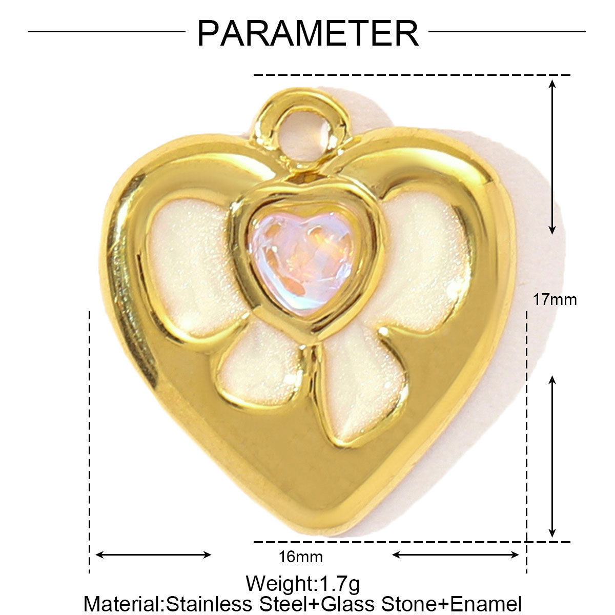 6pcs/pack French Stainless Steel Rhinestone Love Heart Butterfly DIY Charms Women Crescent Moon Star Necklace Pendant Bowknot Jewelry