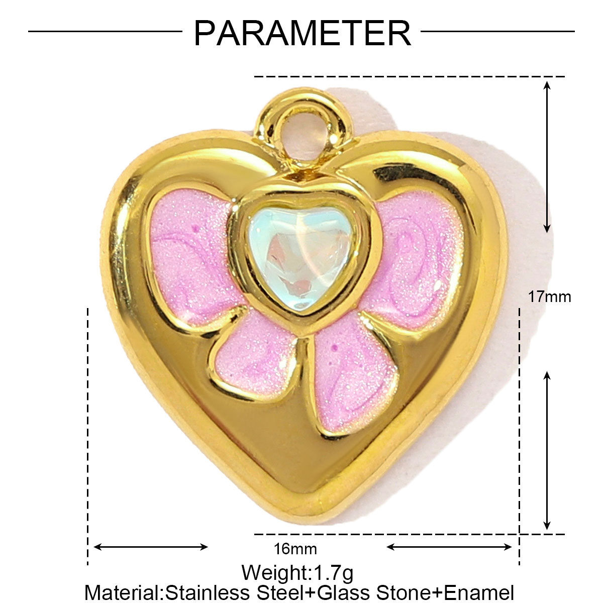 6pcs/pack French Stainless Steel Rhinestone Love Heart Butterfly DIY Charms Women Crescent Moon Star Necklace Pendant Bowknot Jewelry