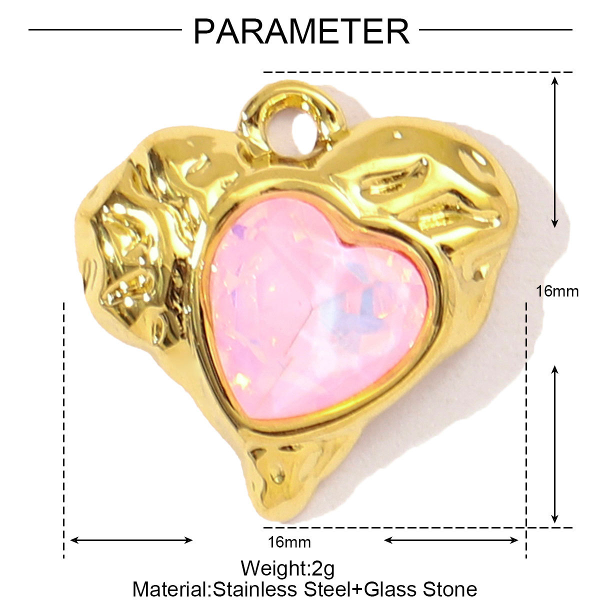 6pcs/pack French Stainless Steel Rhinestone Love Heart Butterfly DIY Charms Women Crescent Moon Star Necklace Pendant Bowknot Jewelry