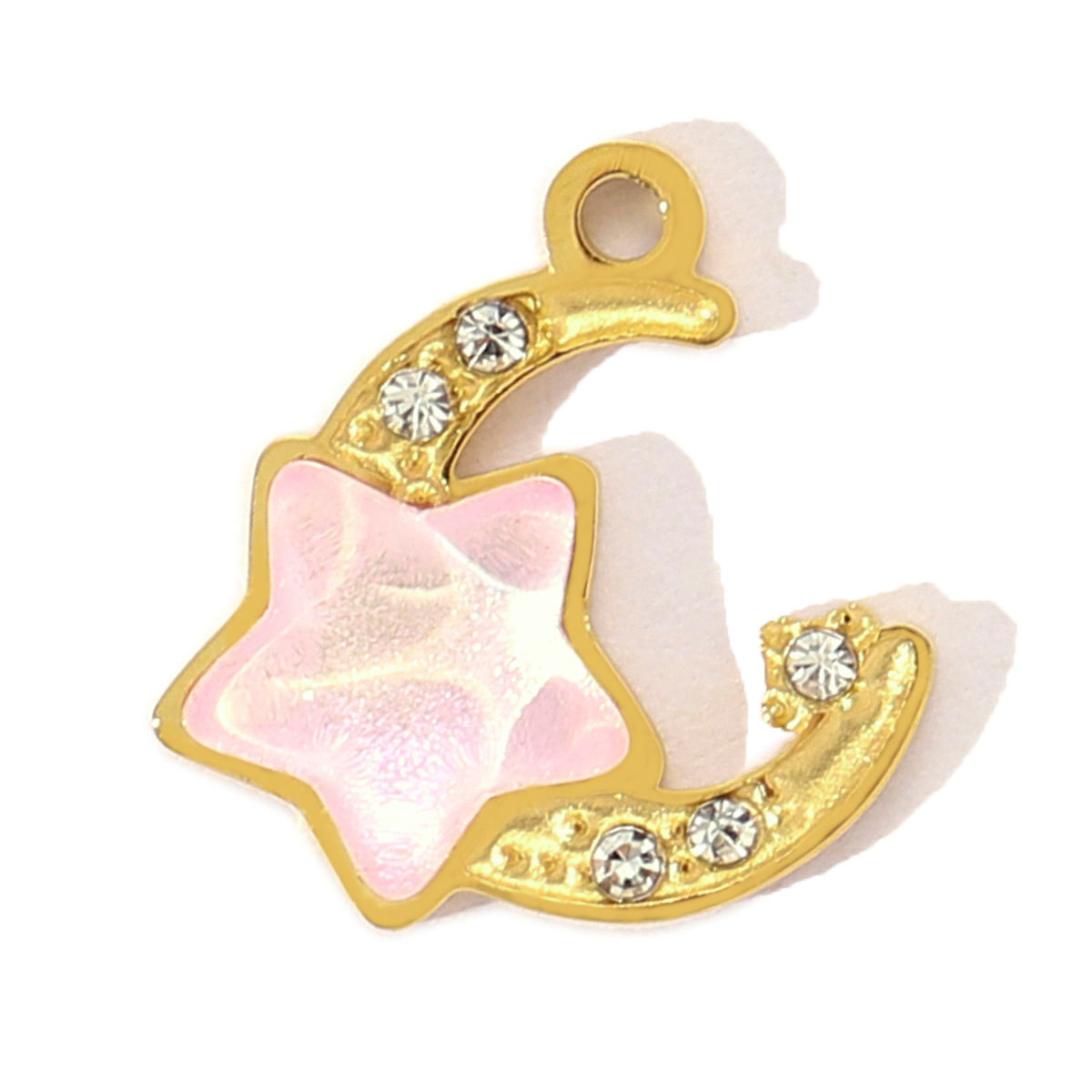 6pcs/pack French Stainless Steel Rhinestone Love Heart Butterfly DIY Charms Women Crescent Moon Star Necklace Pendant Bowknot Jewelry