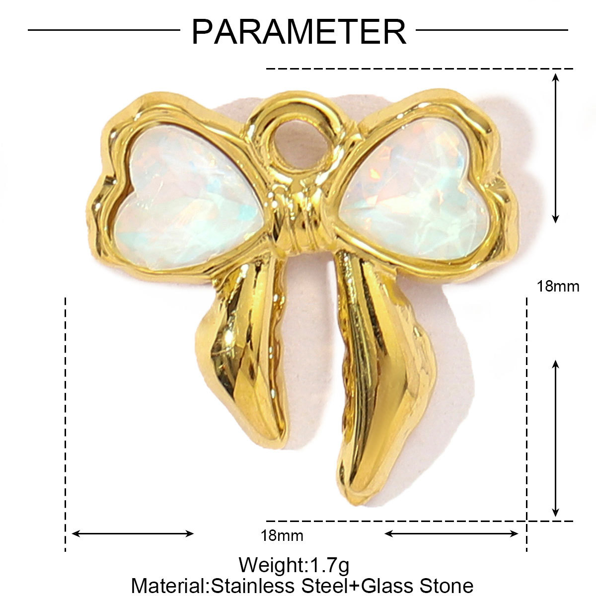 6pcs/pack French Stainless Steel Rhinestone Love Heart Butterfly DIY Charms Women Crescent Moon Star Necklace Pendant Bowknot Jewelry