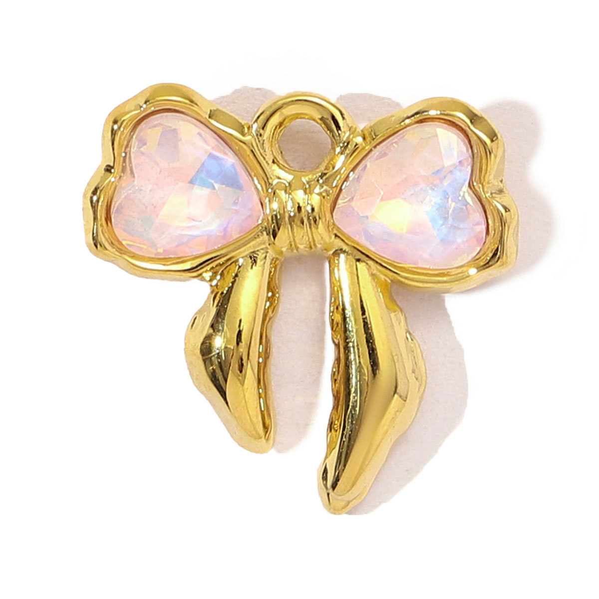 6pcs/pack French Stainless Steel Rhinestone Love Heart Butterfly DIY Charms Women Crescent Moon Star Necklace Pendant Bowknot Jewelry