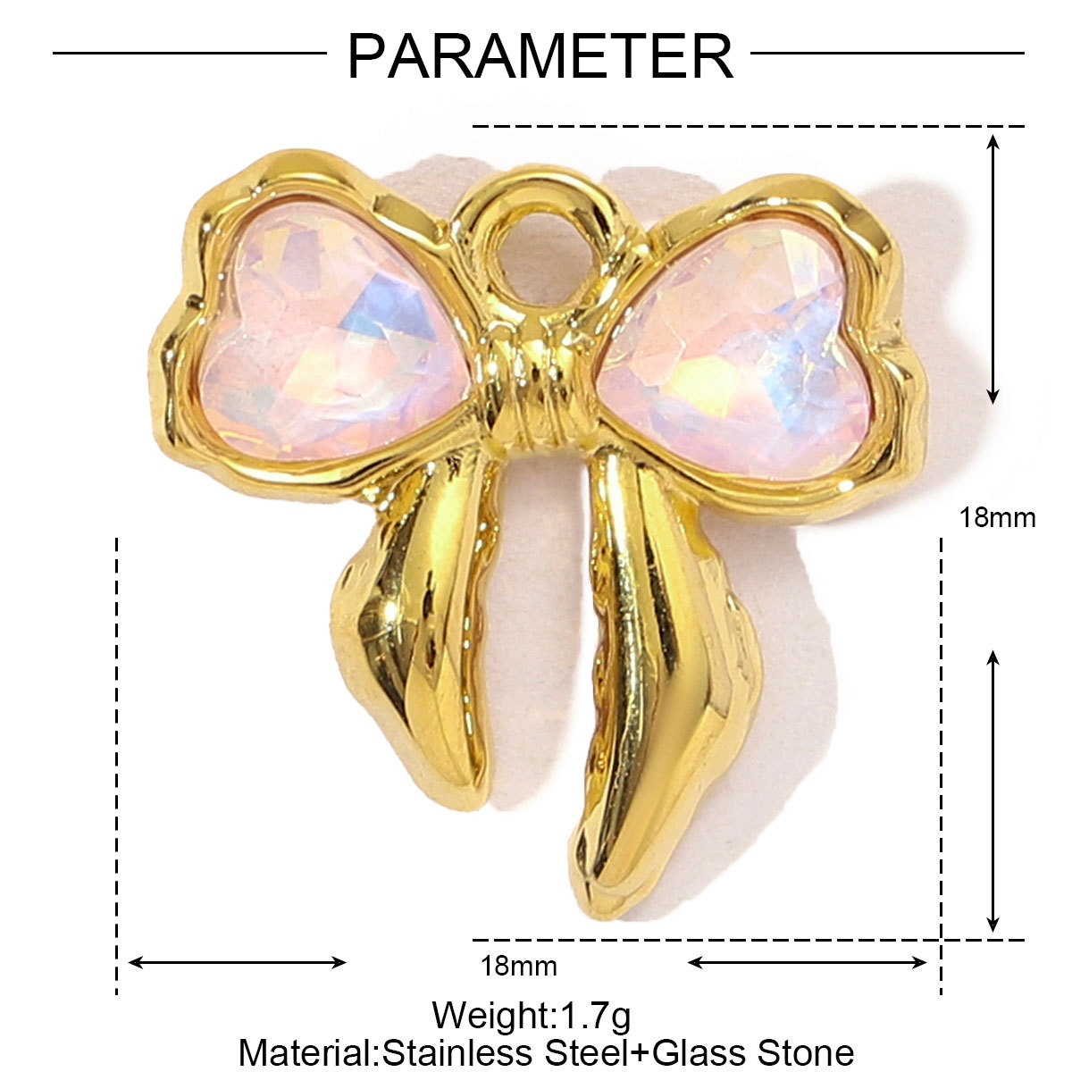 6pcs/pack French Stainless Steel Rhinestone Love Heart Butterfly DIY Charms Women Crescent Moon Star Necklace Pendant Bowknot Jewelry