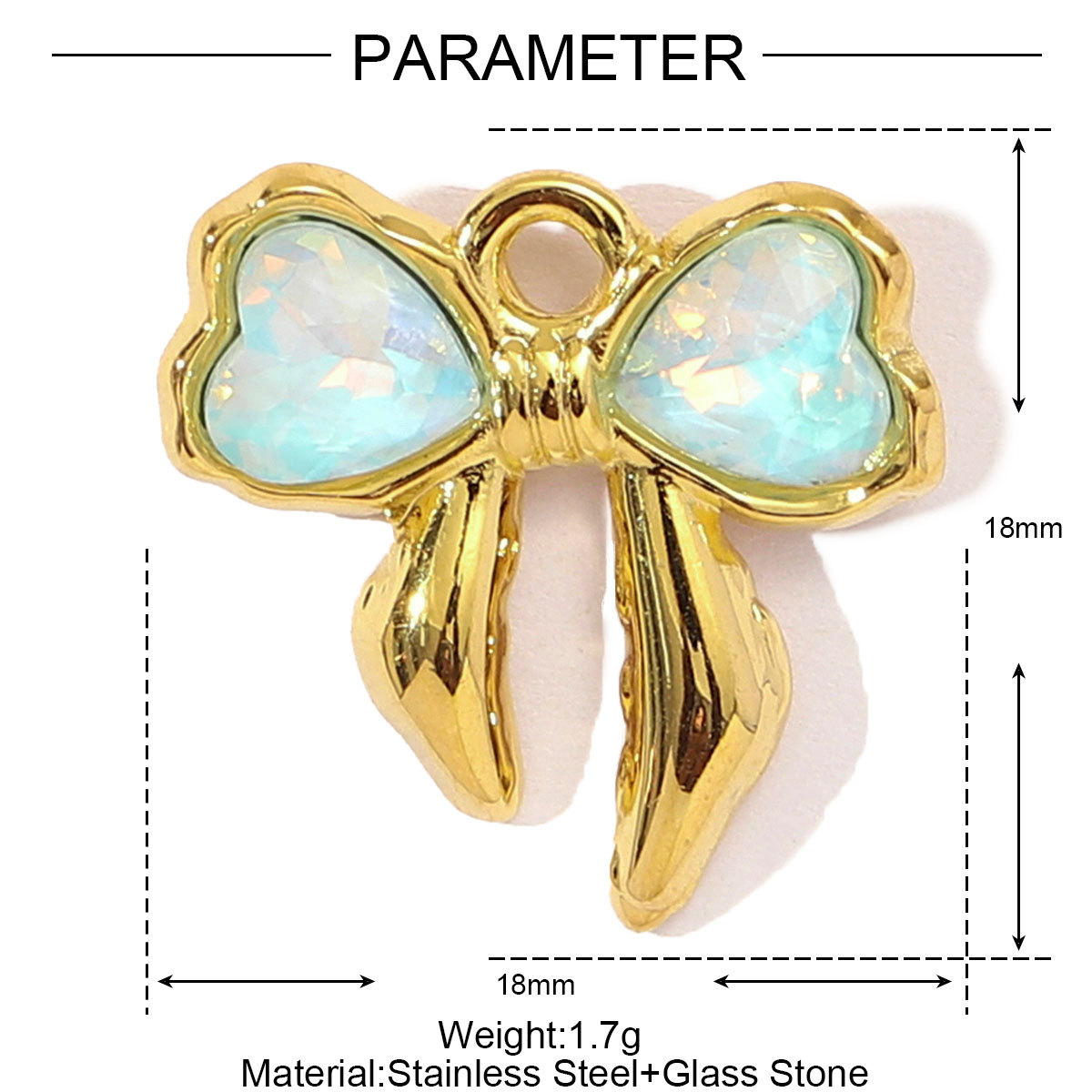 6pcs/pack French Stainless Steel Rhinestone Love Heart Butterfly DIY Charms Women Crescent Moon Star Necklace Pendant Bowknot Jewelry