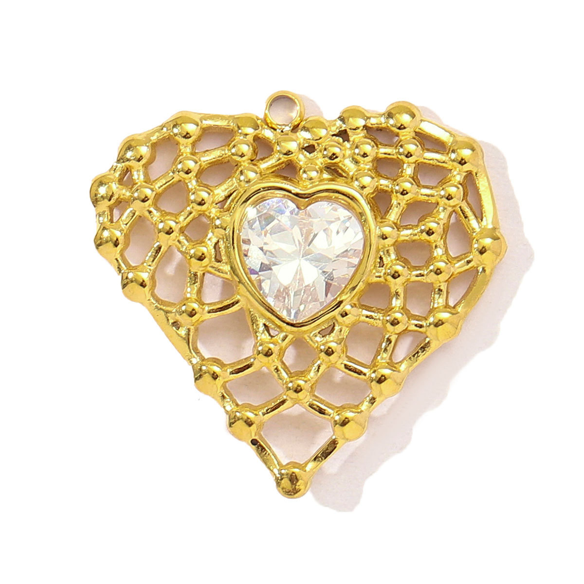 6pcs/pack French Retro Stainless Steel Enamel Love Heart Necklace Pendant Women Rhinestone Cross Heart DIY Charms Star Jewelry