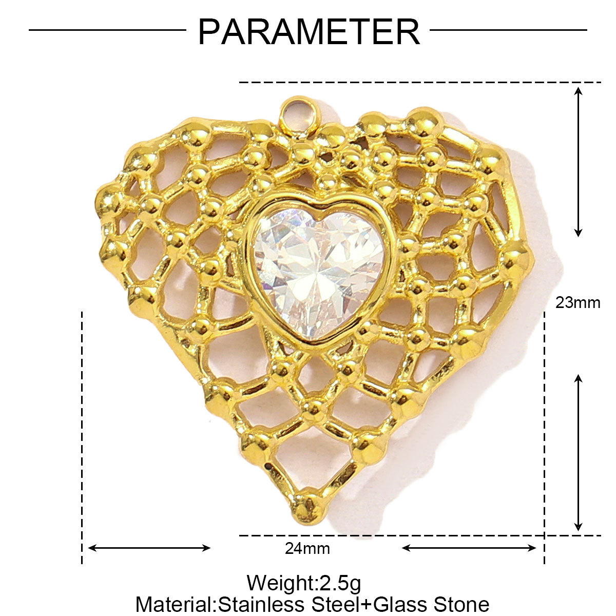 6pcs/pack French Retro Stainless Steel Enamel Love Heart Necklace Pendant Women Rhinestone Cross Heart DIY Charms Star Jewelry