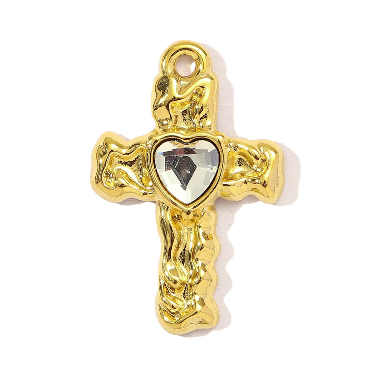 6pcs/pack French Retro Stainless Steel Enamel Love Heart Necklace Pendant Women Rhinestone Cross Heart DIY Charms Star Jewelry