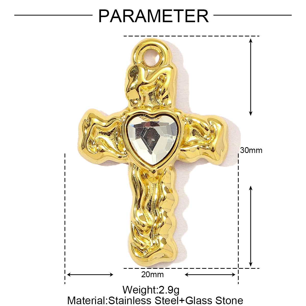 6pcs/pack French Retro Stainless Steel Enamel Love Heart Necklace Pendant Women Rhinestone Cross Heart DIY Charms Star Jewelry