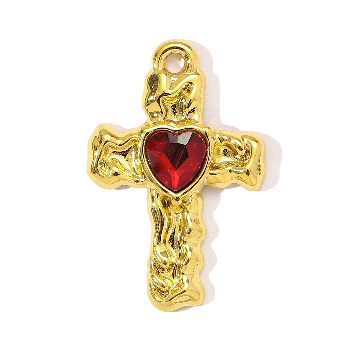6pcs/pack French Retro Stainless Steel Enamel Love Heart Necklace Pendant Women Rhinestone Cross Heart DIY Charms Star Jewelry