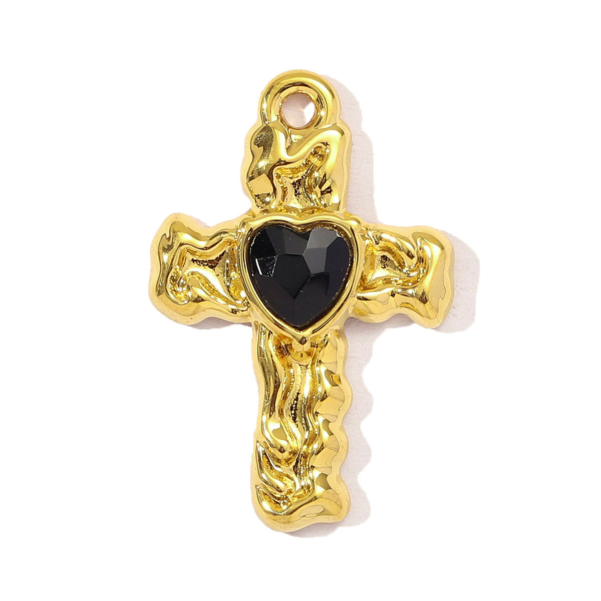 6pcs/pack French Retro Stainless Steel Enamel Love Heart Necklace Pendant Women Rhinestone Cross Heart DIY Charms Star Jewelry