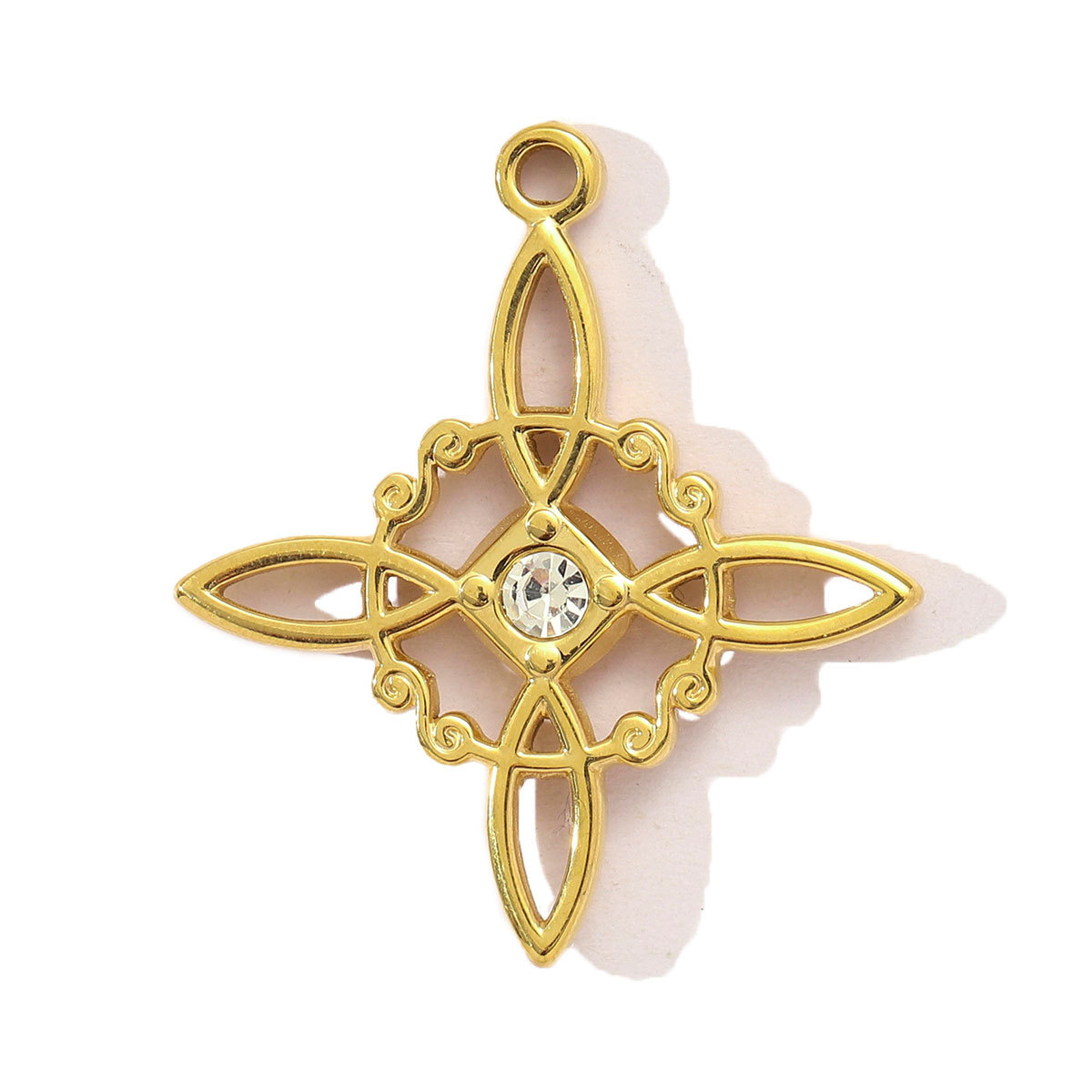 6pcs/pack French Retro Stainless Steel Enamel Love Heart Necklace Pendant Women Rhinestone Cross Heart DIY Charms Star Jewelry