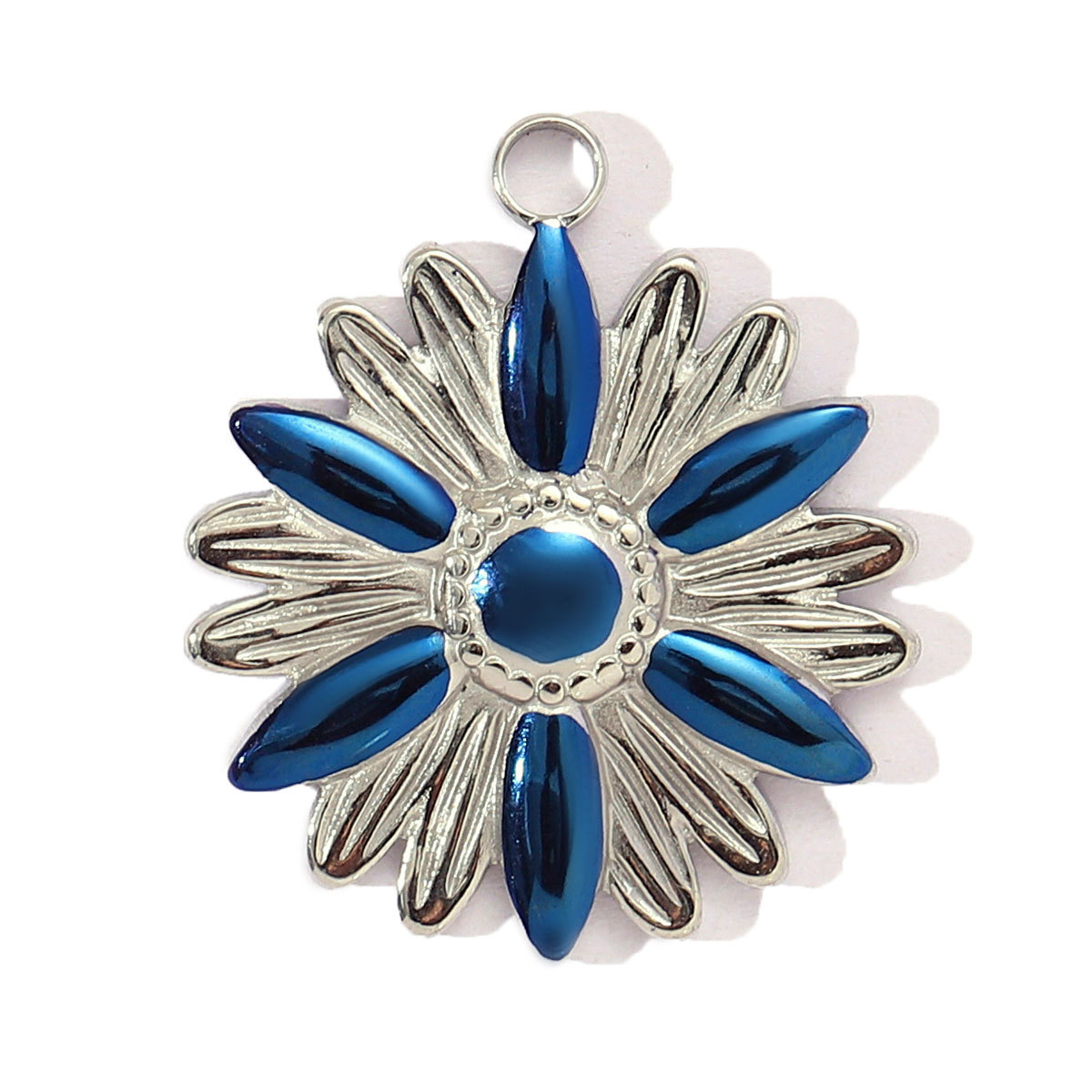 6pcs/pack French Retro Stainless Steel Rhinestone Cross Heart Necklace Pendant Women Daisy Flower DIY Charms Jewelry Wholesale