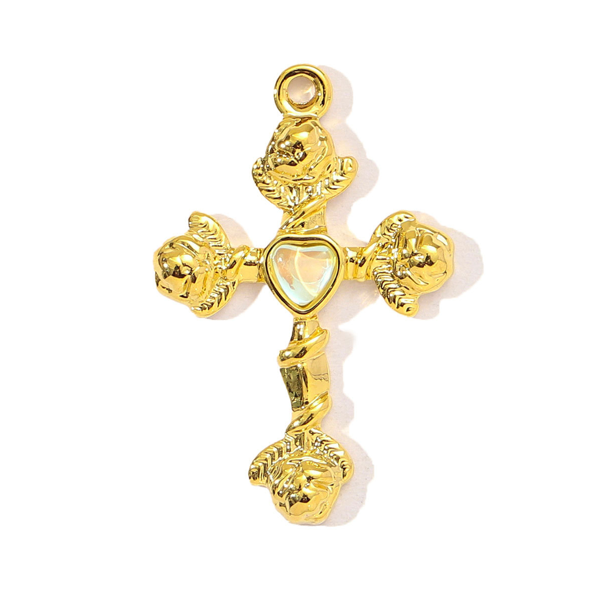 6pcs/pack French Retro Stainless Steel Rhinestone Cross Heart Necklace Pendant Women Daisy Flower DIY Charms Jewelry Wholesale