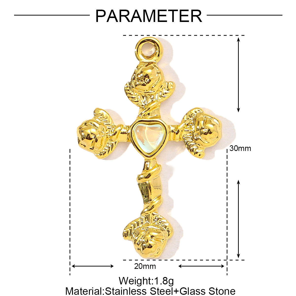 6pcs/pack French Retro Stainless Steel Rhinestone Cross Heart Necklace Pendant Women Daisy Flower DIY Charms Jewelry Wholesale