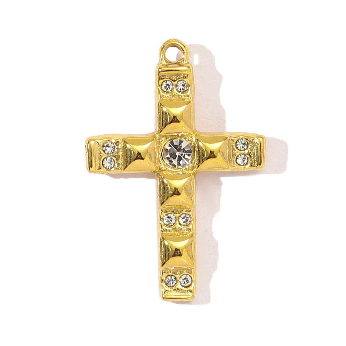 6pcs/pack French Retro Stainless Steel Rhinestone Cross Heart Necklace Pendant Women Daisy Flower DIY Charms Jewelry Wholesale